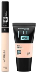 Maybelline New York Fit Me Concealer,10 Light, 6.8ml and Maybelline New York Fit Me Matte+Poreless Liquid Foundation Tube, 115 Ivory, 18ml - Fast UK Delivery