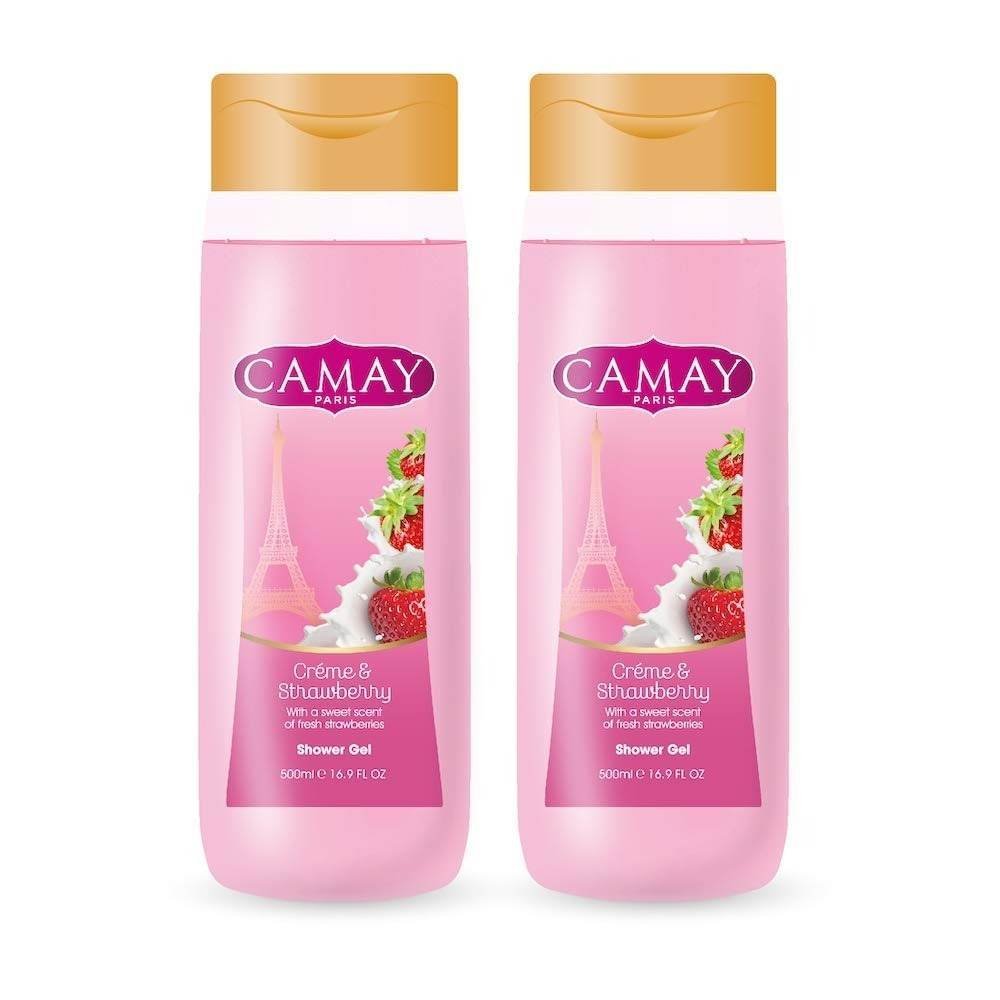 uk51JbjzgSIpL-1-1.jpg Camay Creme & Strawberry Shower Gel, 500 ml (Pack of 2) - Fast UK Delivery - Image 1