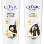 Clinic Plus Strength & Shine With Egg Protein Shampoo, 355 ml & Clinic Plus Strong & Extra Thick Shampoo With Milk Protein And Almond Oil For Hair Strengthening & Volume, 355ml - Fast UK Delivery