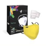 Xtore Certified N99 FDA CE Washable Mask with Replaceable 5 layer filter | Without Valve (1 mask 2 Filter, Bright Yellow) - Fast UK Delivery