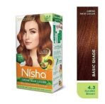 Nisha Cream Hair Colour 4.3 GOLDEN BROWN (60gm + 60ml + 18ml Nisha Conditioner with Natural Herbs 100% Grey Hair Coverage Suitable for Hair Highlights) Pack of 2 - Fast UK Delivery - Image 3