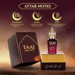 Bella Vita Luxury TAAJ Gold Oud Attar with Caramel, Rose, Jasmine & Orris for Men and Women, Non-Alcoholic Roll On, Long Lasting Fragrance, 12 ML - Fast UK Delivery - Image 3