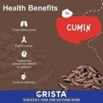 CRISTA Cumin Seed, Whole Cumin, Pure Jeera, Zero added Colours, Fillers, Additives & Preservatives Premium Grade Brownish-grey Farm Fresh & Aromatic, 250 gms - Image 4