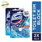 Domestos Power 5 Toilet Rim Block, Ocean, Limescale Removal with Long Lasting Ocean Fragrance, Provides Hygiene & Shine, 55 gm (Pack Of 2) - Fast UK Delivery - Image 3