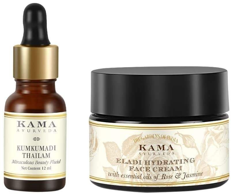 uk51LJO2U48wL-1-1.jpg Kama Ayurveda Kumkumadi Miraculous Beauty Ayurvedic Night Serum, 12ml & Kama Ayurveda Eladi Hydrating Ayurvedic Face Cream with Pure Essential Oils of Rose and Jasmine, 25g - Fast UK Delivery - Image 1