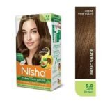Nisha Cream Hair Color Light Brown, Permanent Hair Colour for Women Men, No Ammonia, Ultra Soft Deep Shine, 100% Grey Coverage, 5.0 Light Brown Hair Colour 120gm Pack of 2 - Fast UK Delivery - Image 3