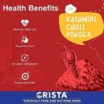 CRISTA Kashmiri Chilli Powder | Laal Mirch Powder with Natural Oils | Zero added Colours, Fillers, Additives & Preservatives | Mild Spicy Grade | Vibrant Red Colour | 100 gms - Image 4