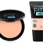 Maybelline New York Liquid Foundation For Oily Skin, Matte & Poreless, Fit Me, 115 Ivory & New York Compact Powder, 115 Ivory, 8G - Fast UK Delivery