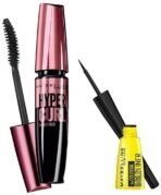 Maybelline New York Hypercurl Mascara Waterproof, Black, 9.2ml And Maybelline New York Colossal Bold Eyeliner, Black, 3g - Fast UK Delivery