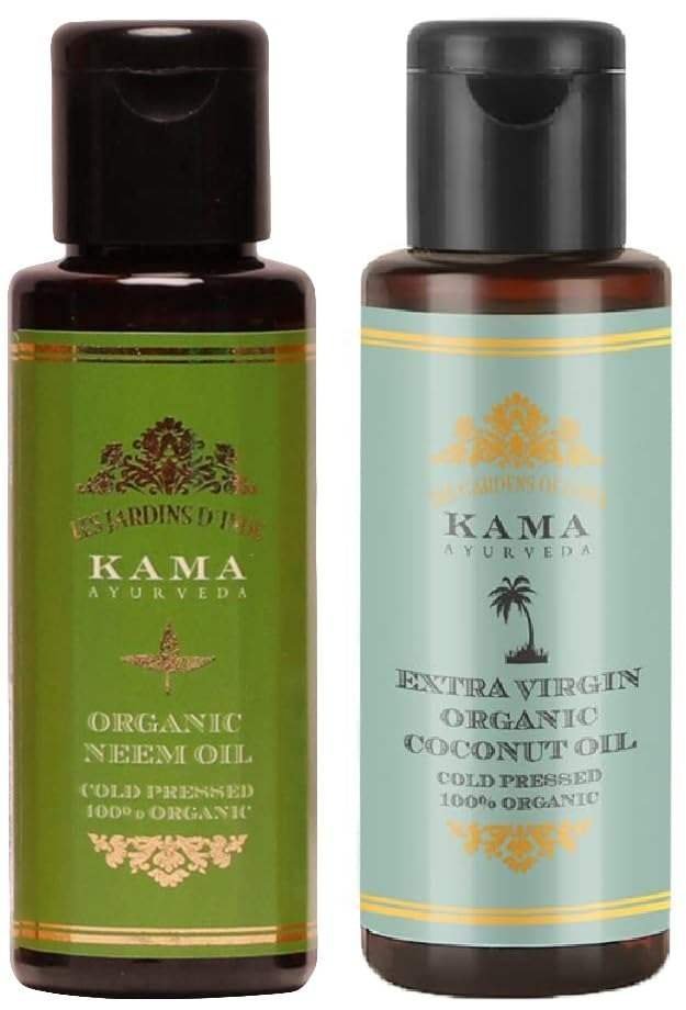 uk51MWLEn6HHL-1-1.jpg Kama Ayurveda Organic Neem Oil & Kama Ayurveda Extra Virgin Organic Coconut Oil - 50ml Combo - Fast UK Delivery - Image 1