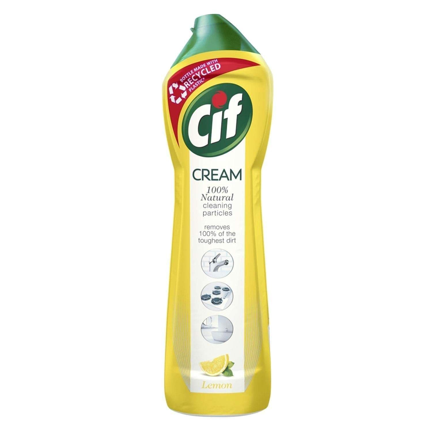uk51NEJJI3jnS-1.jpg Cif Abrasive Surface Cleaner Cream, Lemon| Kitchen & Bathroom, Removes Grease, Dirt & Tough Stains with Natural Cleaning Particles, 500 ml - Fast UK Delivery - Image 1