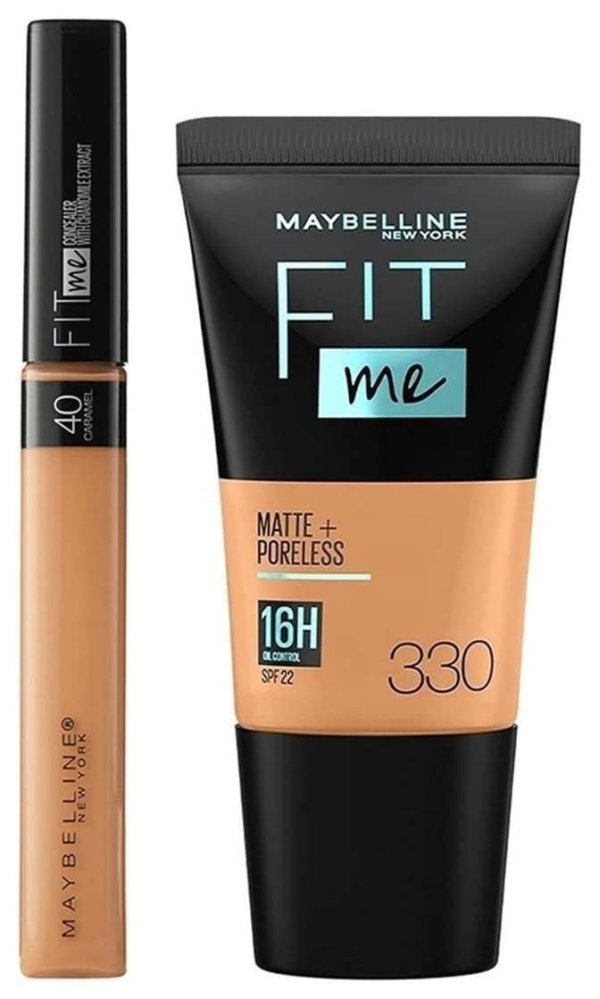 uk51NXqdLQBXL-1.jpg Maybelline New York Fit Me Acne Prone,Oily,All Skin Types Full Coverage Concealer,40 Caramel,6.8Ml And New York Fit Me Matte+Poreless Liquid Full Coverage Foundation Tube,330 Toffee,18Ml,Pack Of 1 - Fast UK Delivery - Image 1