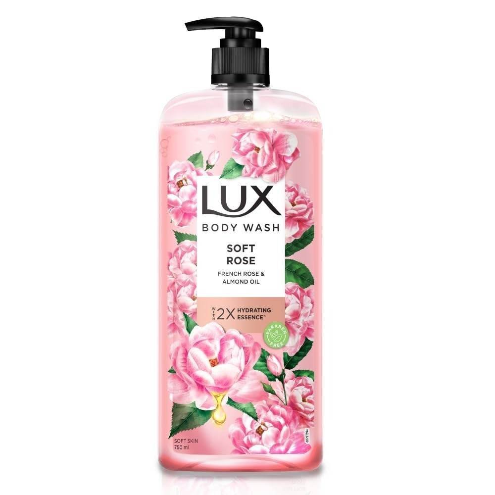 uk51Nh6ey7HNL-1-1.jpg Lux Body Wash Soft Skin French Rose & Almond Oil Super Saver XL Pump Bottle with Long Lasting Fragrance, Glycerine, Paraben Free, Extra Foam, 750 ml - Fast UK Delivery - Image 1