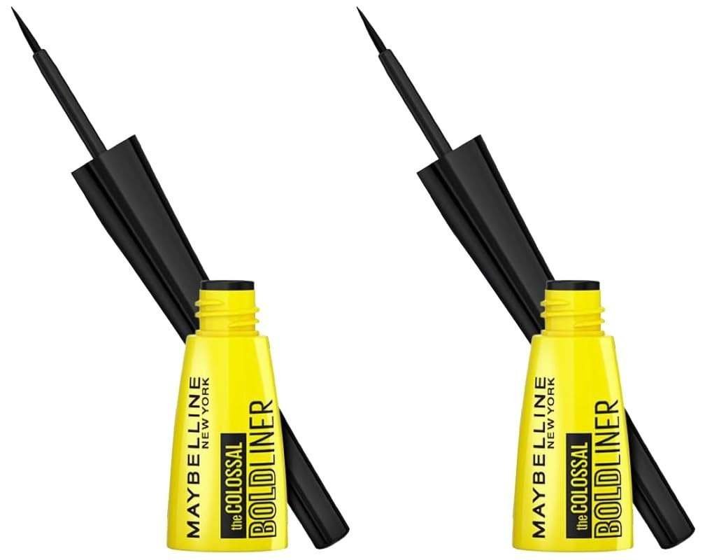uk51OALAzhrGL-1.jpg Maybelline New York Eyeliner, Smudge-proof and waterproof, Long-lasting, Liquid Colossal Bold Liner, Black, 3g (Pack of 2) Matte Finish - Fast UK Delivery - Image 1