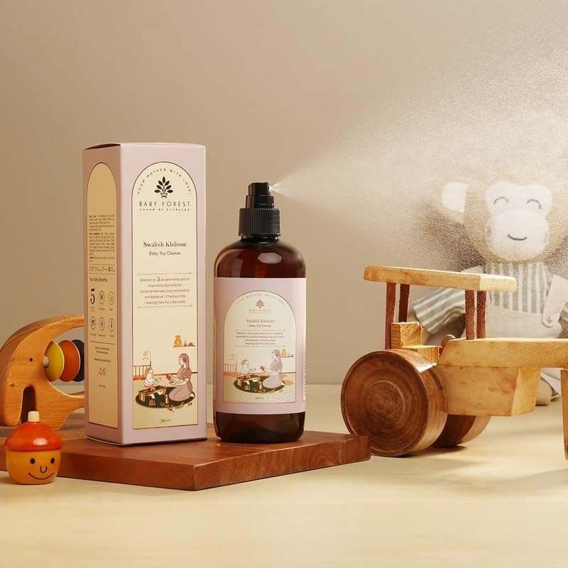 uk51PKGWw8JtL-1-1.jpg Baby Forest Swaksh Khilone Ayurvedic Baby Toy & Surface Cleaner|Mixture of 5 Ayurvedic Natural Herbs,Oils & Flowers | Vegan & Sulphate-Free | Allergen-Free Formulation|For Baby Toys & Surface | 300 ml - Fast UK Delivery - Image 1