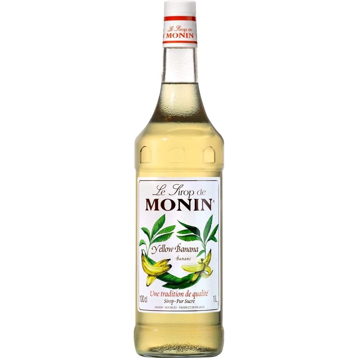 uk51Pe3NuBqeL-1.jpg Monin Banana Yellow Flavoured Syrup, 1000 ml, Clear Light Gold, Large - Fast UK Delivery - Image 1