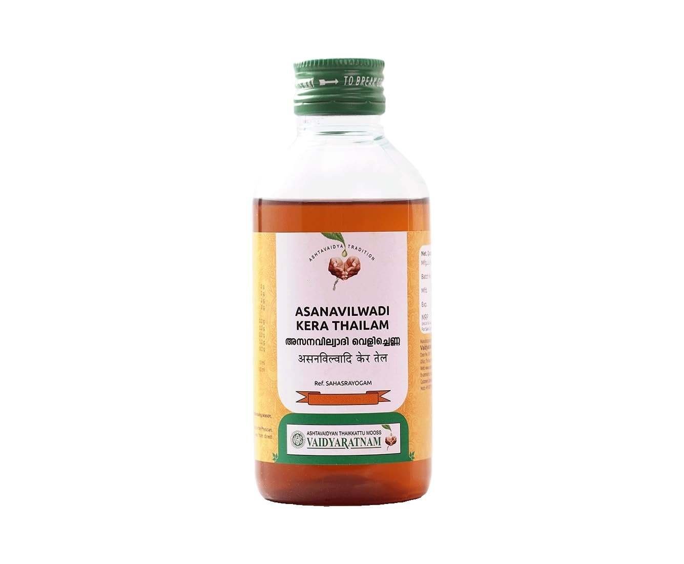 uk51QA-D4ApTL-1.jpg Vaidyaratnam Asanavilwadi Kera Thailam (200ml) - Fast UK Delivery - Image 1