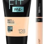 Maybelline New York Fit Me Concealer,15 Fair, 6.8Ml And New York Fit Me Matte+Poreless Liquid Foundation Medium Coverage For Oily Skin Tube, 128 Warm Nude, 18Ml, Pack Of 1 - Fast UK Delivery