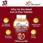DR. MOREPEN Iron & Zinc Tablets | Enriched with Iron, Zinc, Vitamin C & B12 | Natural & Safe for Men and Women | 60 Veg Tablets - Fast UK Delivery - Image 6