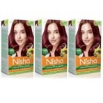 Nisha Cream Hair Colour 3.16 BURGUNDY (60gm + 60ml + 18ml Nisha Conditioner with Natural Herbs 100% Grey Hair Coverage) Pack of 3 - Fast UK Delivery - Image 2