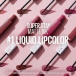Maybelline Super Stay Matte Ink Liquid Lipstick Makeup, Long Lasting High Impact Color, Up to 16H Wear, Ringleader, Mauve Pink, 1 Count - Fast UK Delivery - Image 7