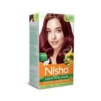 Nisha Cream Hair Color, Permanent Hair Colour Burgundy, Silky & Shiny 100% Grey Coverage & Ammonia Free Color With Natural Henna Extract, 60G+60Ml - Fast UK Delivery