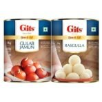 Gits Open & Eat Gulab Jamun + Rasgulla, 16 Pieces Per Can, 2Kg (2000gram)(1Kg Gulab Jamun Tin + 1Kg Rasgulla Tin) & Gits Open & Eat Rasgulla Tin, 16 Pieces per Can, 1Kg - Fast UK Delivery - Image 4