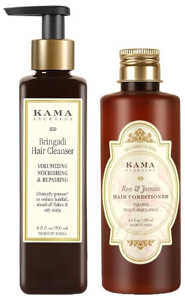 uk51T3gkqJBUL-1-1.jpg Kama Ayurveda Rose & Jasmine Hair Conditioner For Dry Hair (Jasmine) & Kama Ayurveda Bringadi Hair Cleanser Combo - Fast UK Delivery - Image 1