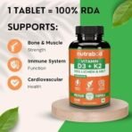 Nutrabud Vitamin D3 K2 Supplement - 120 Veg Tablets - Plant Based Vitamin D3 from Vegetarian Lichen & K2 as MK7 for Men, Women (Tablet, 120 Count (Pack of 1)) - Fast UK Delivery - Image 4