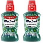 Colgate Maxfresh Plax Antibacterial Mouthwash, 24/7 Fresh Breath, Alcohol Free Mouth Wash Liquid for Bad Breath - 250ml Fresh Mint (Complete Oral Care) (Pack of 2) - Fast UK Delivery