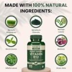 Nutrabud Organics Plant Based Vitamin B12 Supplement for Men, Women - 120 Capsules - 100% RDA of Natural B12 for High Absorption (120 Count (Pack of 1)) - Fast UK Delivery - Image 3