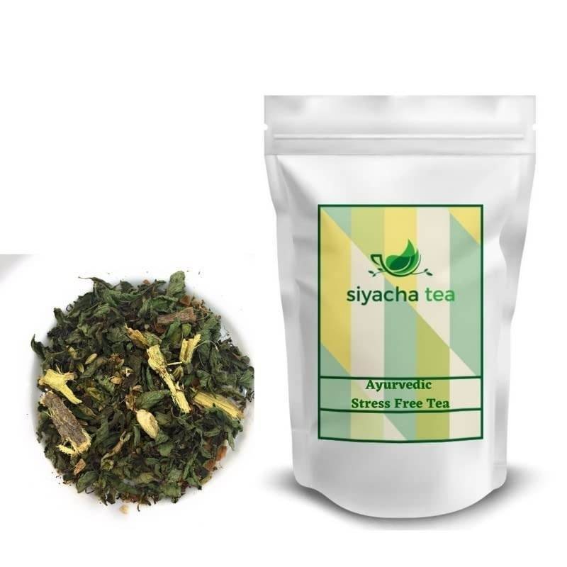 uk51UwhLtXk3L-1-1.jpg Siyacha Tea Ayurvedic Tisane Stress Free Tea|Loose Leaf Caffeine Free blend with Mint Liquorice Mulethi Cardamom Cinnamon Pepper Fennel Clove Ginger|Indian Super Food Chai Patti |Spice Herbal|100g - Fast UK Delivery - Image 1