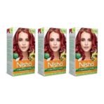 Nisha Cream Hair Color Cherry Red, Permanent Hair Colour for Women Men, No Ammonia, Ultra Soft Deep Shine, 100% Grey Coverage, Cherry Red Hair Colour 120gm Pack of 3 - Fast UK Delivery - Image 2