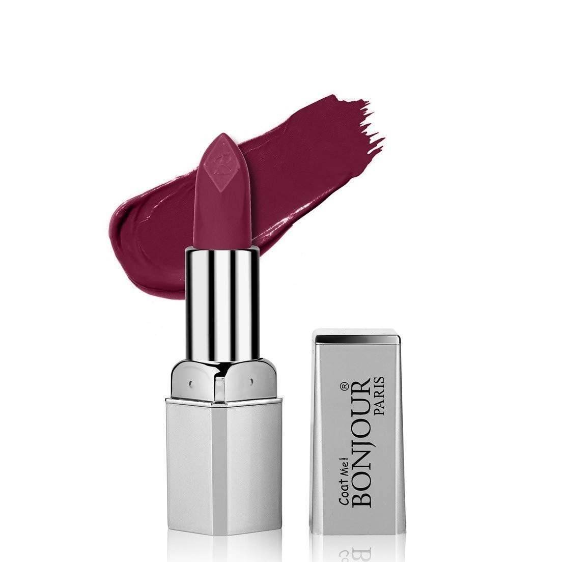 uk51VIi4ERUnL-1.jpg Bonjour Paris Coat Me Premium Cream Matte 9-5 Hydrating Lipstick, (Burgundy) 4.2 gm - Fast UK Delivery - Image 1