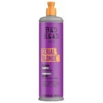 Bed Head TIGI Serial Blonde Restoring Shampoo for Damaged Hair, Colour Enhancing & Protection Shampoo with Keratin for Blonde Coloured Hair, Restores & Revives, UV Protection, Deep Cleanses & Moisturizes Hair, Exotic Tropical Fragrance, 400ml - Fast UK Delivery