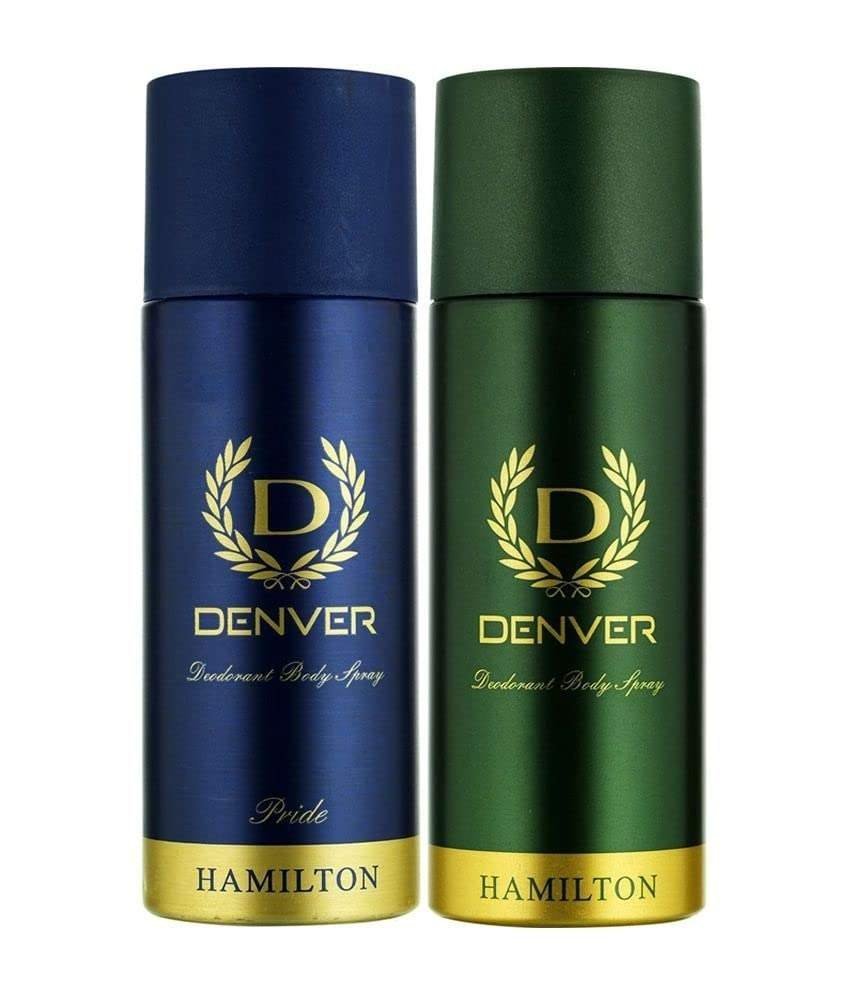 uk51WBooHZBXL-1-1.jpg DENVER Hamilton Deo + Pride Deo - 165ML Each (Combo Pack of 2) | Long Lasting Deodorant Body Spray for Men - Fast UK Delivery - Image 1