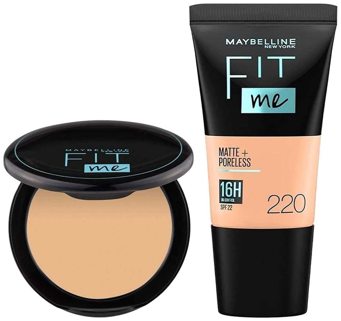 uk51WM7n0YfjL-1.jpg Maybelline New York Liquid Matte Full Coverage Foundation oil For Normal, Combination And Oily Skin, 220 Natural Beige & New York Compact Powder, Warm Nude, 8G, Pack Of 1 - Fast UK Delivery - Image 1