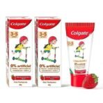 Colgate Kids 3-5 Yrs Premium Anticavity Toothpaste, Natural Strawberry Flavour, 0% Artificial - 80G (Combo Pack Of 2) - Fast UK Delivery - Image 2