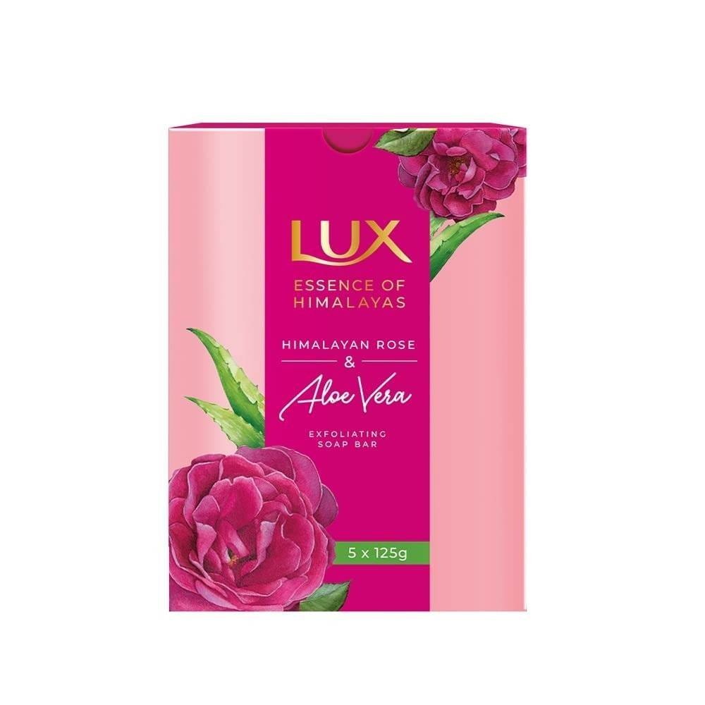 uk51Xq2nSoLfL-1-1.jpg Lux Essence of Himalayas Rose & Aloe Vera Exfoliating soap 5 x 125 g - Fast UK Delivery - Image 1