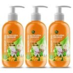 Parle Ropvatika 3 Liter Shower Gel Body wash infused with Aloevera Papaya and Pure Glycerin Family Refill Pack Bodywash for men & women (1, Orange (1 Liter Pack 3)) - Fast UK Delivery - Image 2