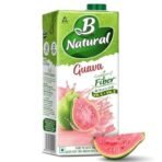 B Natural Guava Juice, Goodness of Fiber, Vit C & E, Made with 100% Fruit Pulp and 0% Concentrate, 1 litre - Fast UK Delivery - Image 2