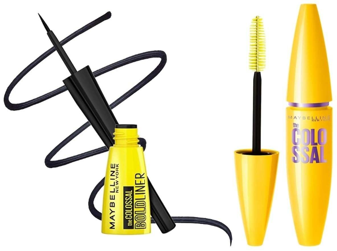 uk51a3Z3QWuaL-1.jpg Maybelline New York Colossal Bold Eyeliner, Black, 3g & New York Volume Express Colossal Mascara, Washable, Glam Black, 10.7ml Matte Finish - Fast UK Delivery - Image 1