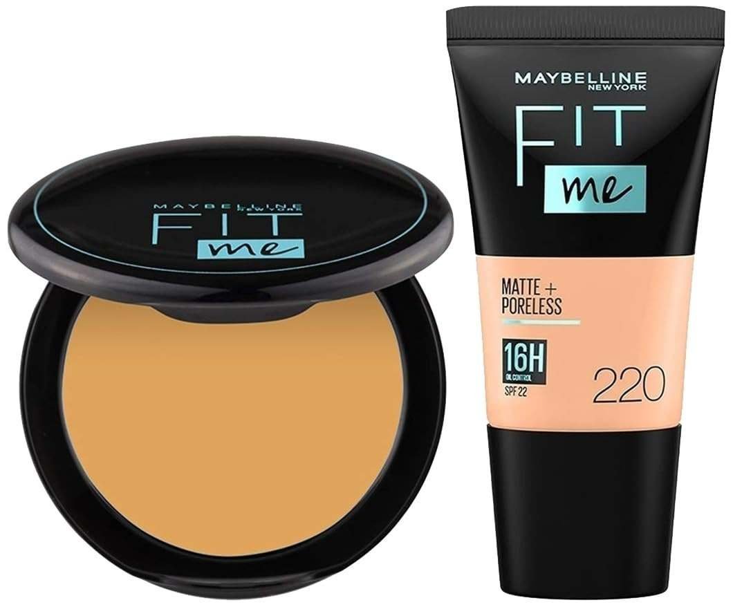 uk51bPEJwyisL-1.jpg Maybelline New York Liquid Matte Foundation 220 Natural Beige & New York Compact Powder For All Skin Types, 230 Natural Buff, 8G - Fast UK Delivery - Image 1