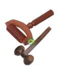 FA INDUSTRIES Wooden Cutter Handy Pain Relief T-Roller Massager (8x6 cm), Wooden Face massager (5x2.5 cm) (Set of 2) - Fast UK Delivery