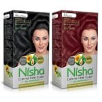 Nisha Cream Hair Color (60gm + 60ml + 18ml Conditioner for Each) Combo Pack of Natural Black & Burgundy Fast Shipping to USA & Canada - Image 2