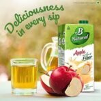 B Natural Apple Juice, Goodness of fiber, Vitamin C & E, Made with 100% Fruit Pulp and 0% Concentrate,1 litre - Fast UK Delivery - Image 5