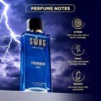 Bella Vita Luxury SWAG THUNDER Eau De Parfum Perfume for Man with Bergamot, Sandalwood & Lily|Woody & Musky Premium Long Lasting Fragrance Scent 100ml - Fast UK Delivery - Image 3