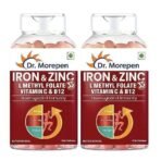 Dr. Morepen Iron & Zinc Tablets|Enriched with Iron,Zinc,Vitamin C & B12|Natural & Safe for Unisex|60 Veg Tablets (Pack of 2), 500 grams - Fast UK Delivery - Image 2