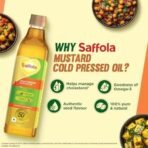 Saffola Cold Pressed Mustard Oil | 100% Cold Pressed Mustard Seed Oil | Helps Manage Cholesterol, Goodness of Omega 3 with Authentic Seed Flavour | 1L Pet Bottle - Fast UK Delivery - Image 6