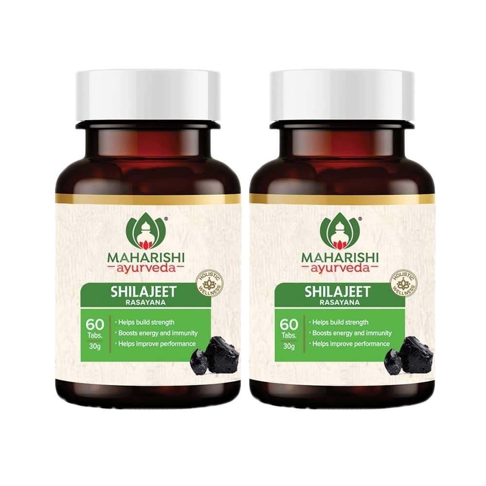 uk51eDL8YZneL-1-1.jpg Maharishi Ayurveda Shilajeet Rasayana 500 MG | Natural & Pure Shilajit for Strength, Stamina & Endurance | 60 Tablets Pack of 2 - Fast UK Delivery - Image 1